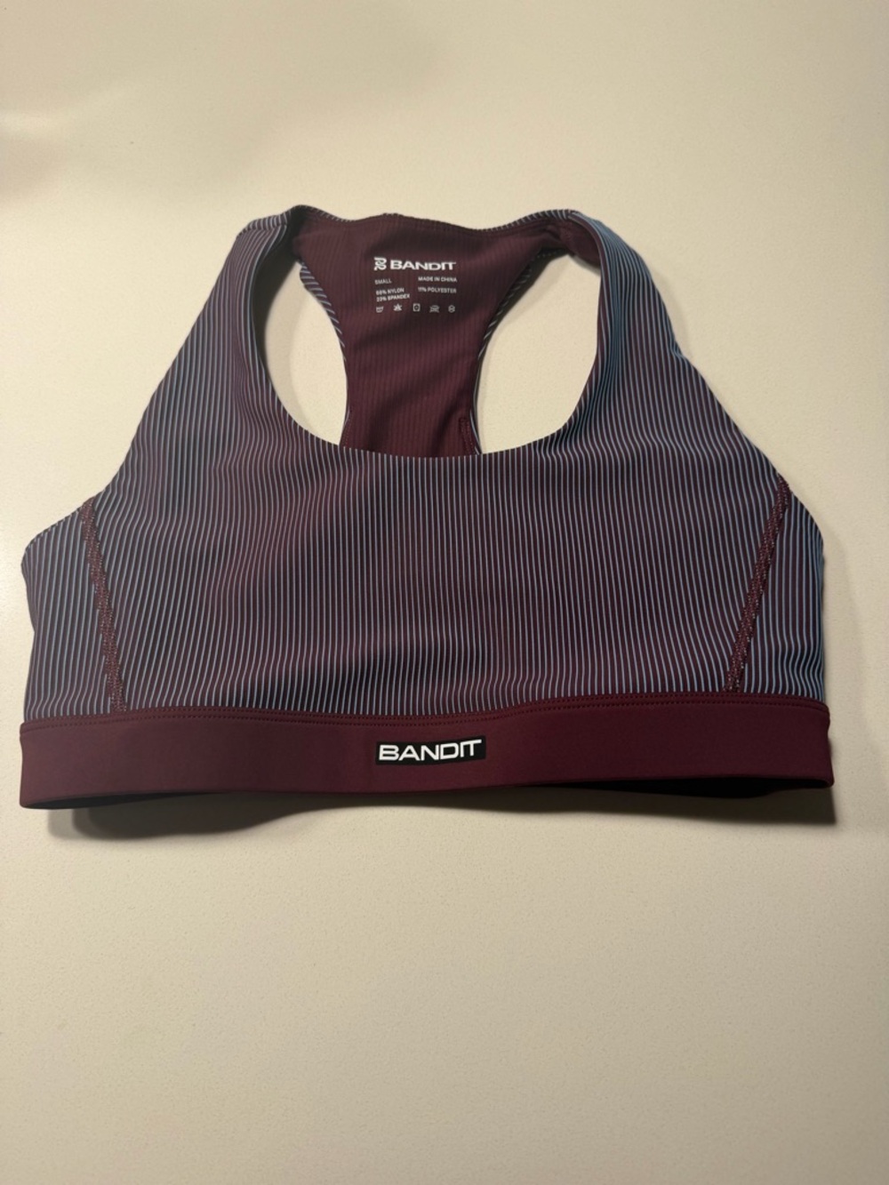 Women's Maroon Striped Racerback Sports Bra
